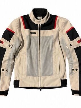 Men's Performance Touring Jacket in Beige with Black & Red Accents